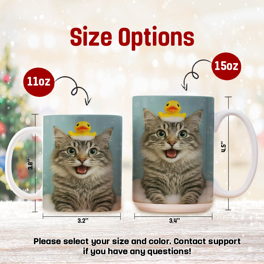 Custom Photo Cat In Bathtub With Duck Toy Mug