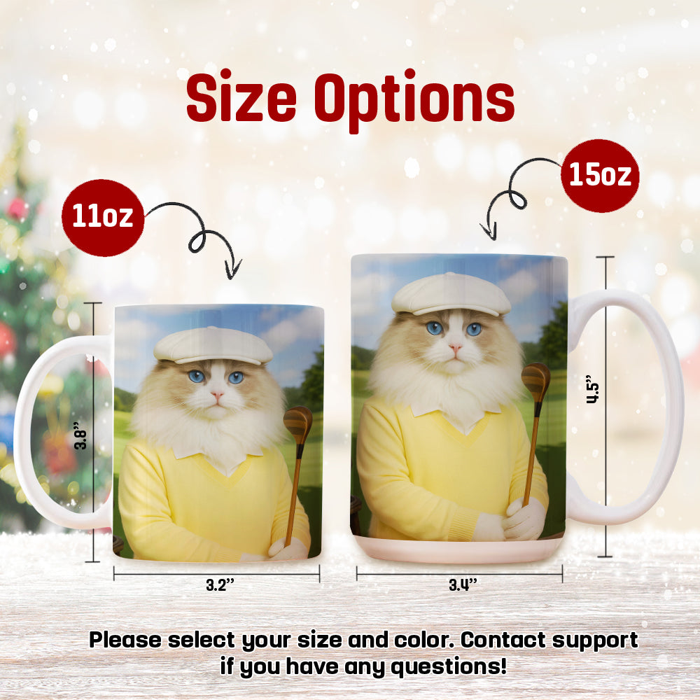 Custom Photo Golfer Cat Mug Gift For Cat Lovers