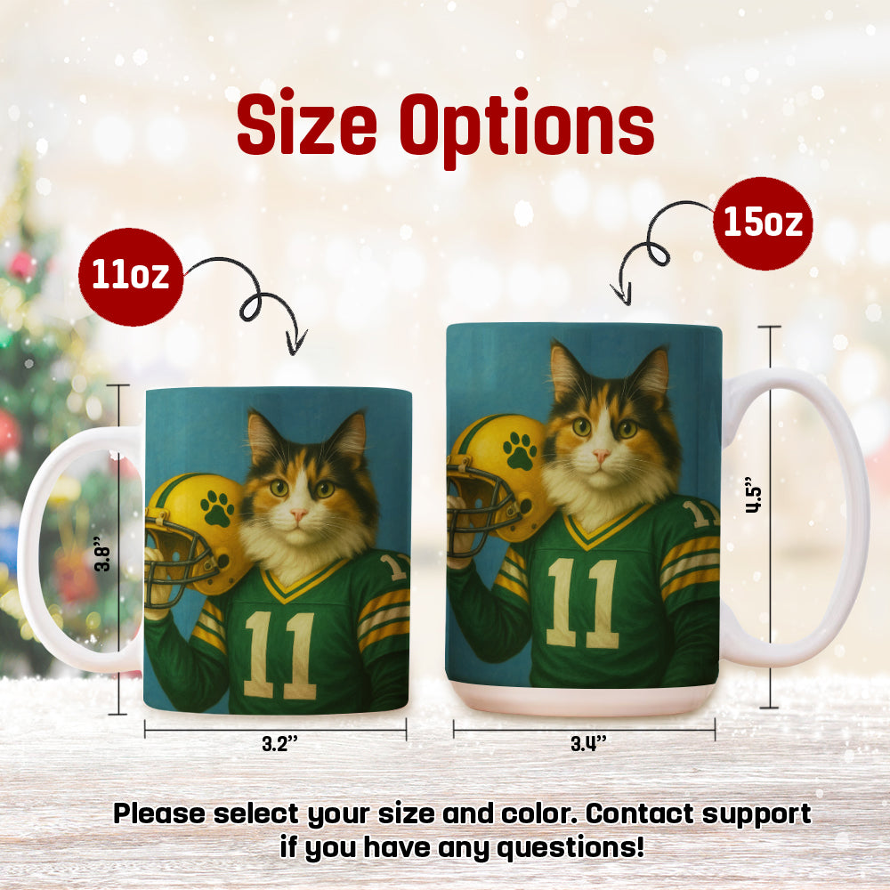Custom Cat Photo Football Player Mug