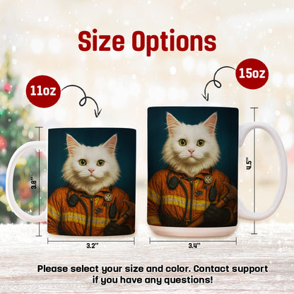Custom Cat Photo Firefighter Mug _ Gift For Cat Lovers