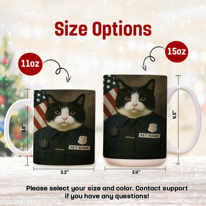Custom Cat Photo Policeman Mug _ Gift For Cat Lovers