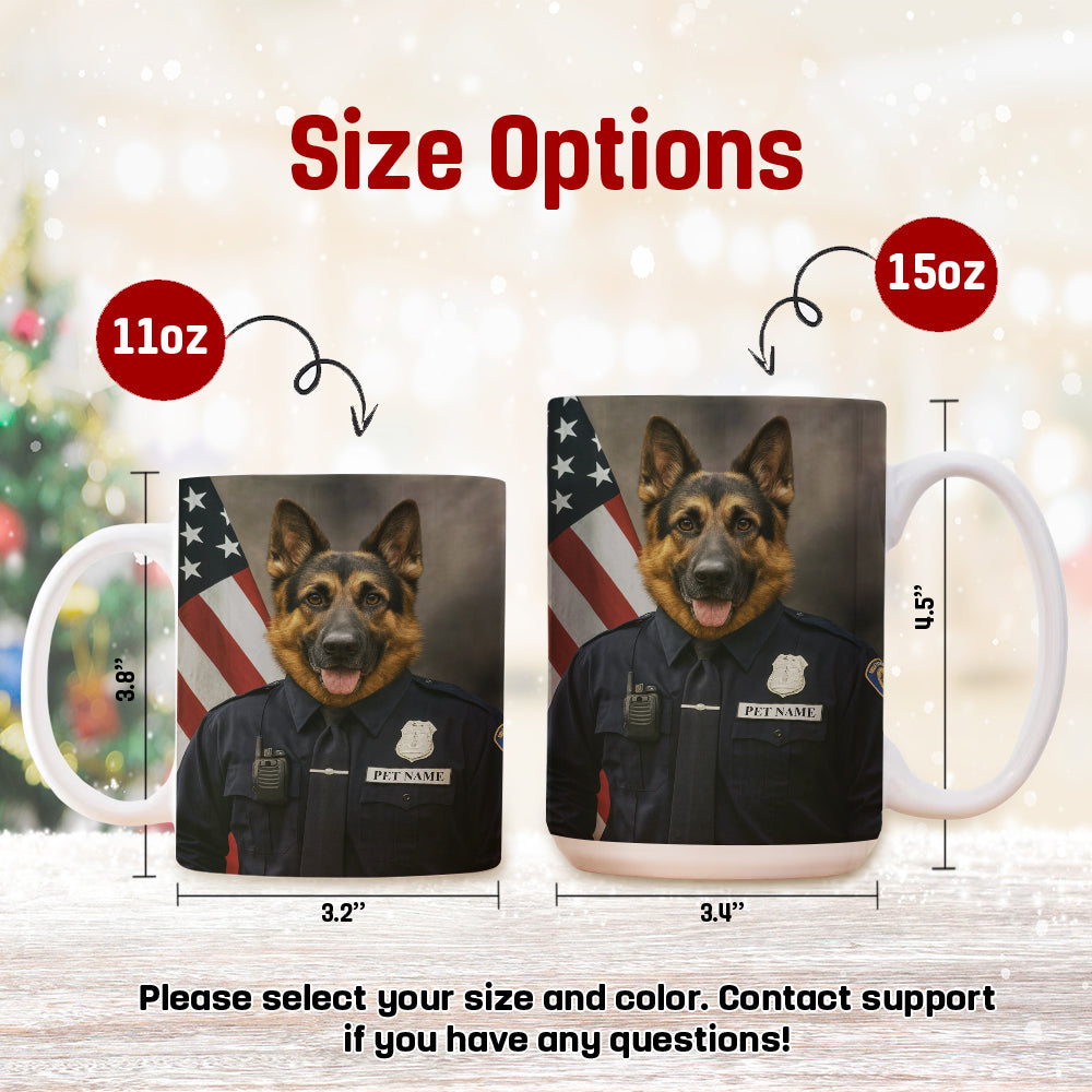 Custom Dog Photo Policeman Mug _ Gift For Dog Lovers