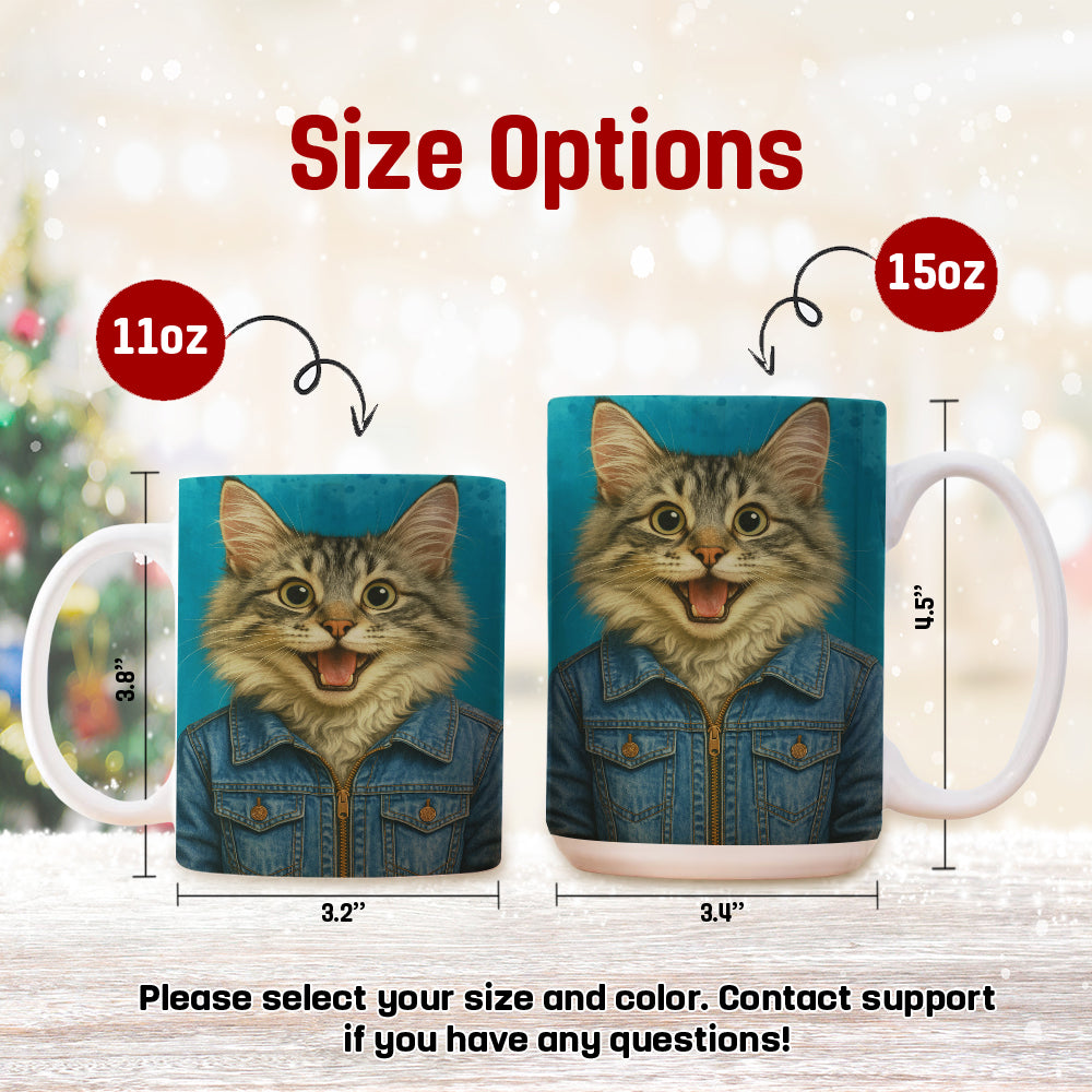 Custom Photo Denim Cat MugGift For Cat Lovers