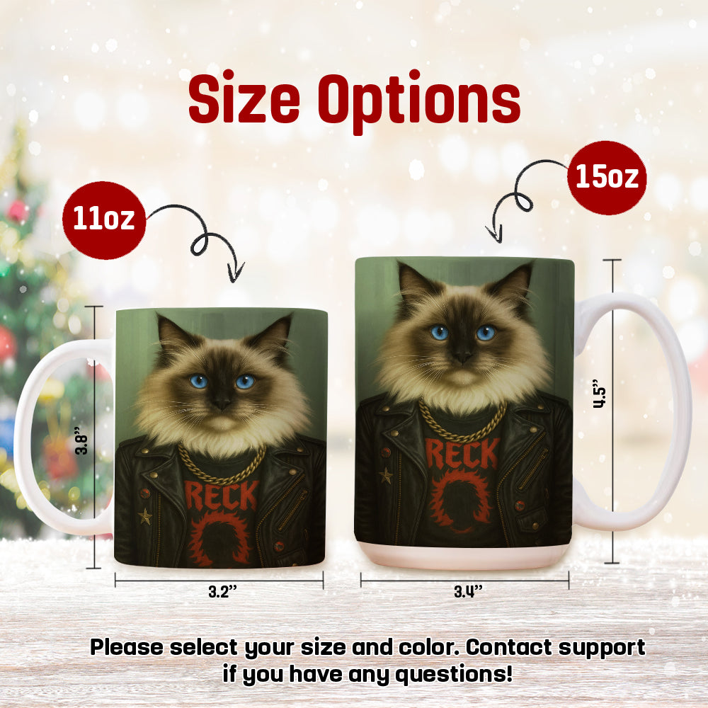 Custom Photo Rock n Roll Cat Mug_ Gift For Cat Lovers