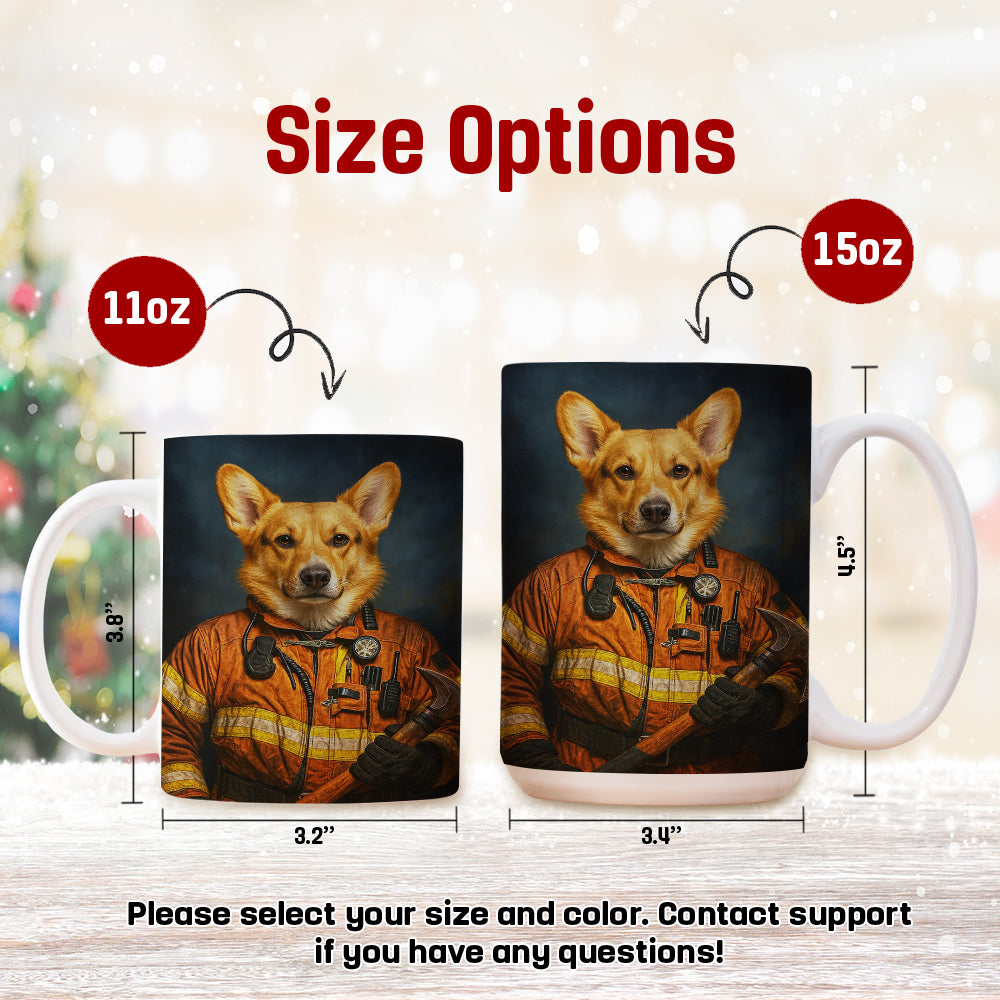 Custom Dog Photo Firefighter Mug _ Gift For Dog Lovers