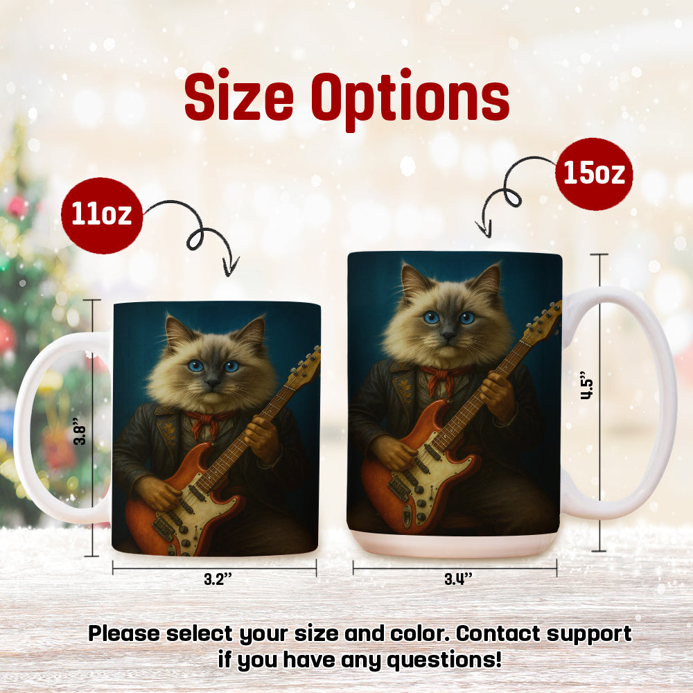 Custom Photo Cat Rock n Roll Mug Gift For Cat Lovers