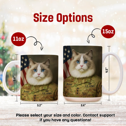 Custom Cat Photo Us Army Mug _ Gift For Cat Lovers