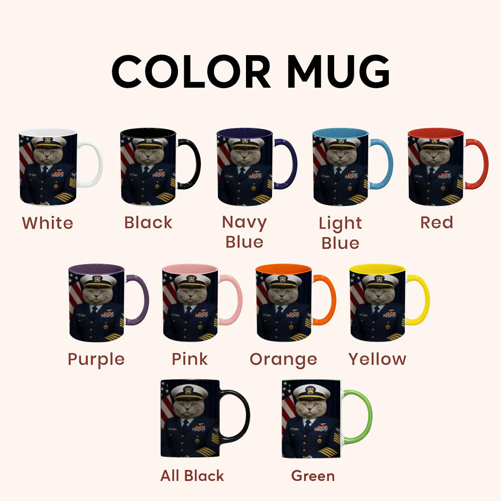 Custom Cat Photo Us Navy Mug _ Gift For Cat Lovers