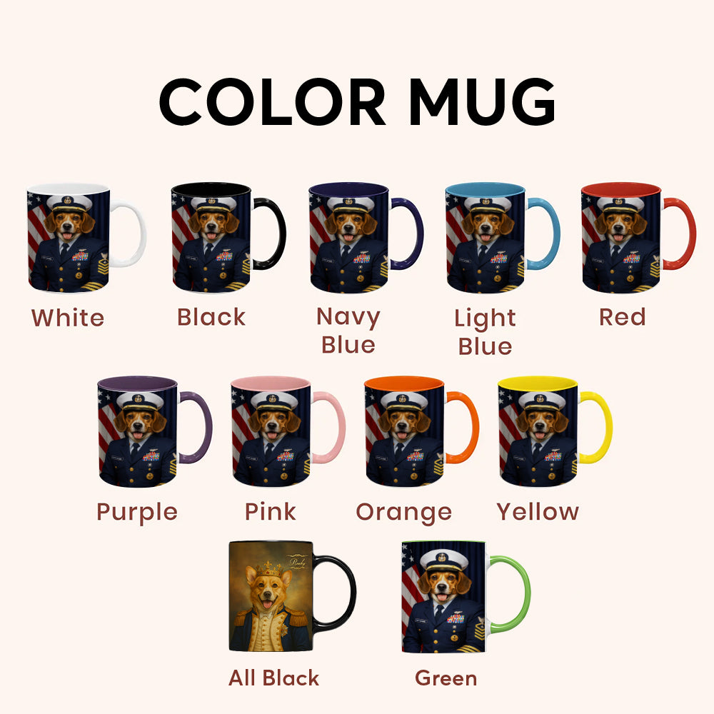 Custom Dog Photo Us Navy Mug _ Gift For Dog Lovers