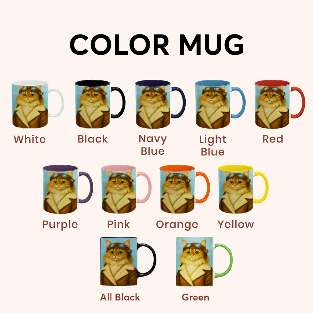 Custom Photo Portrait Pilot MugGift For Cat Lovers