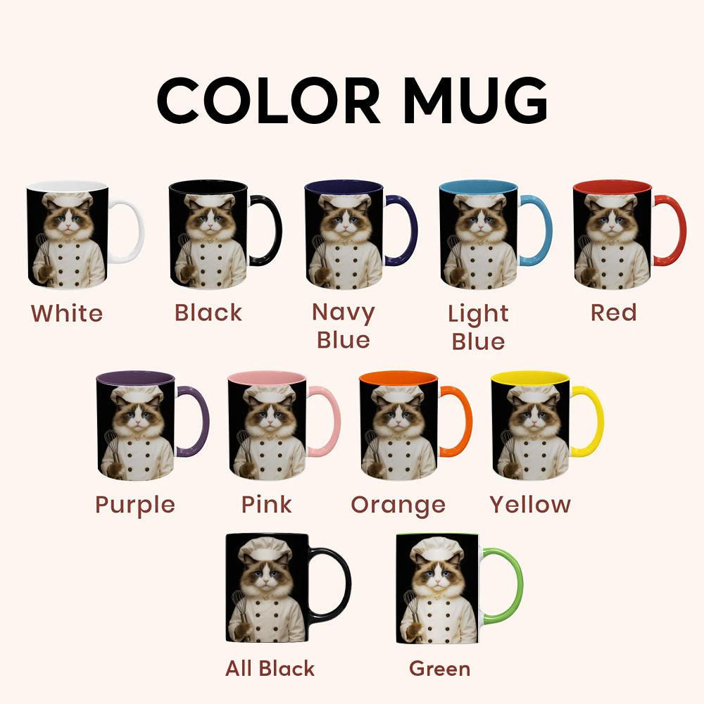Custom Photo Cat Chef Mug _ Gift For Cat Lovers