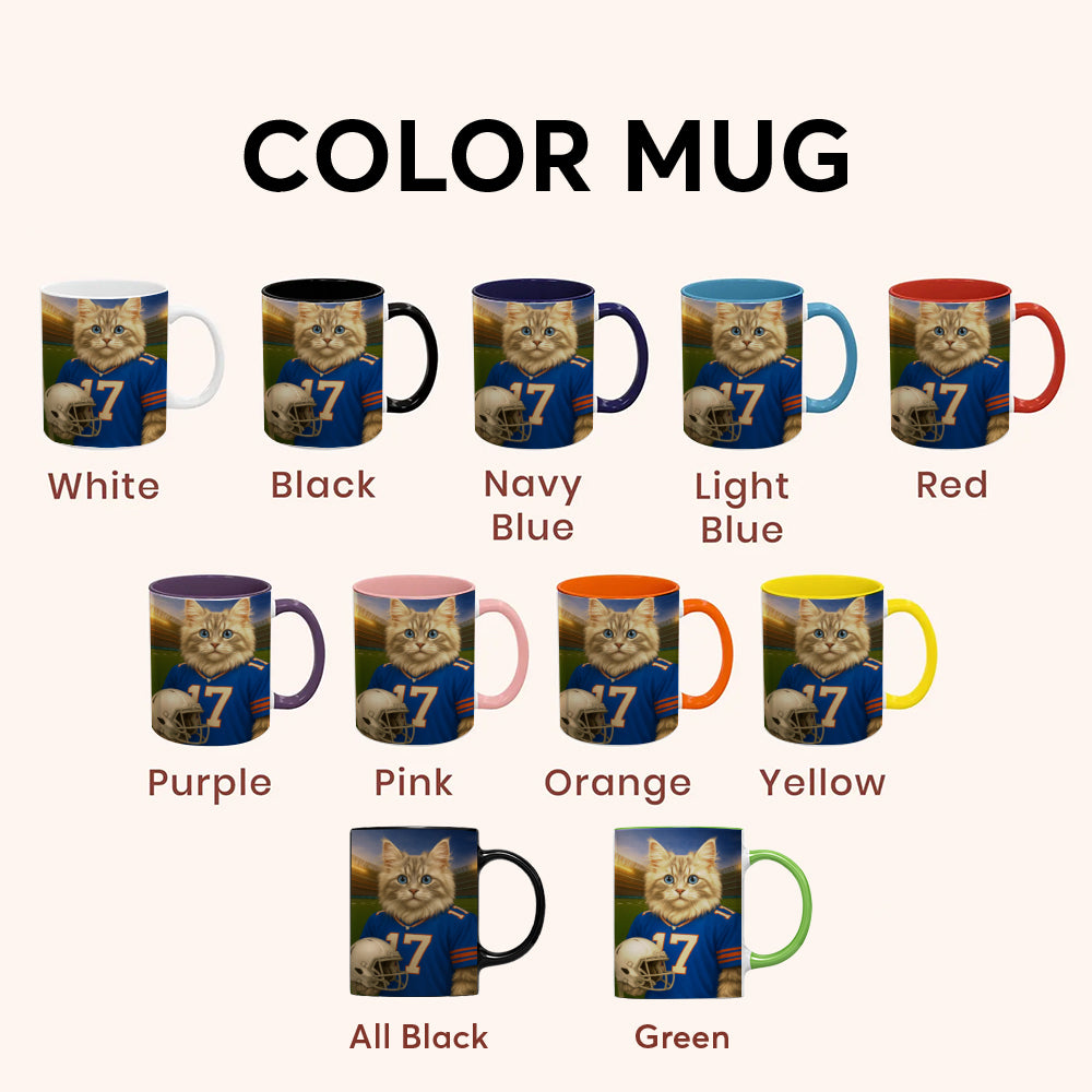 Custom Cat Photo Football Style Mug _ Gift For Cat Lovers