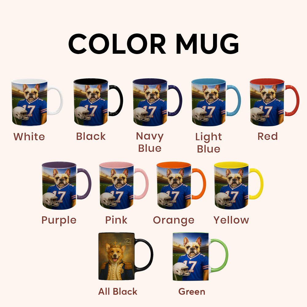 Custom Dog Photo Football Style Mug _ Gift For Dog Lovers