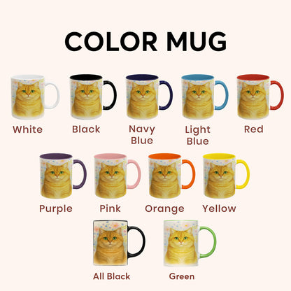 Custom Photo Cat Floral Watercolor Art Mug
