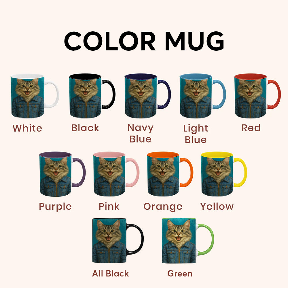 Custom Photo Denim Cat MugGift For Cat Lovers