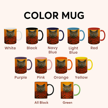 Custom Photo Cat In Red Shirt MugGift For Cat Lovers