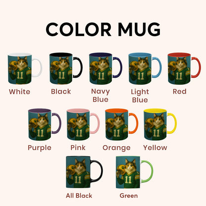 Custom Cat Photo Football Player Mug