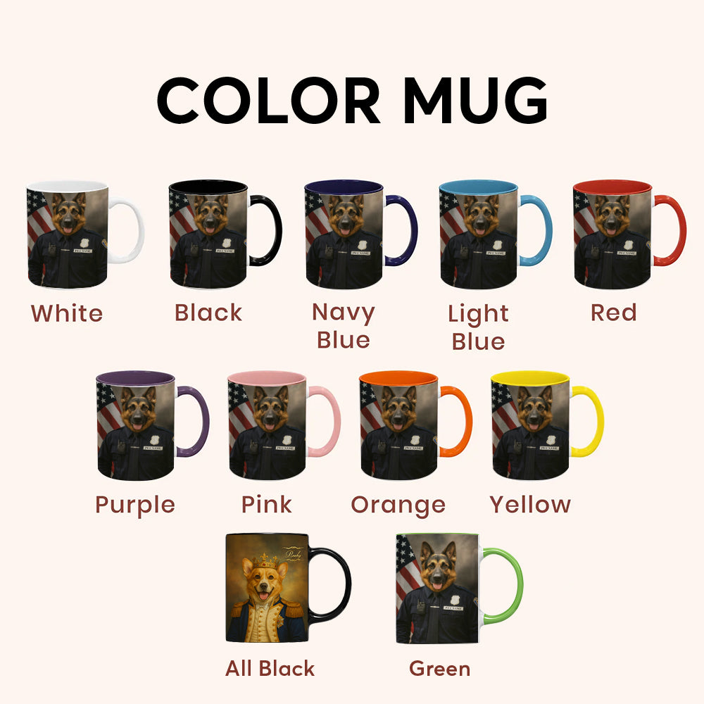Custom Dog Photo Policeman Mug _ Gift For Dog Lovers