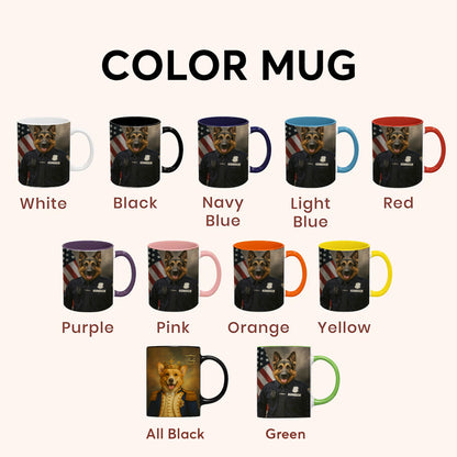 Custom Dog Photo Policeman Mug _ Gift For Dog Lovers