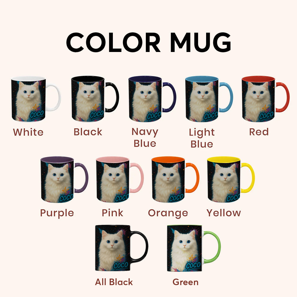 Custom Cat Pet Portrait Contemporary Mug