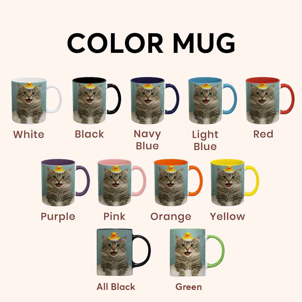 Custom Photo Cat In Bathtub With Duck Toy Mug