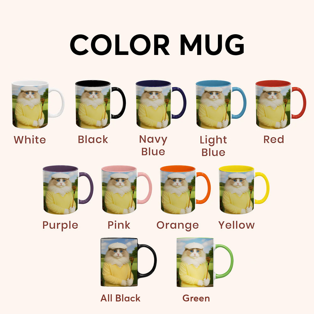 Custom Photo Golfer Cat Mug Gift For Cat Lovers