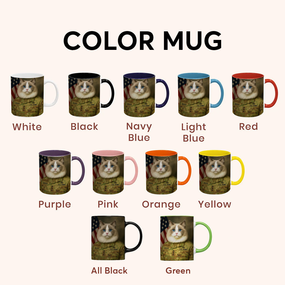 Custom Cat Photo Us Army Mug _ Gift For Cat Lovers