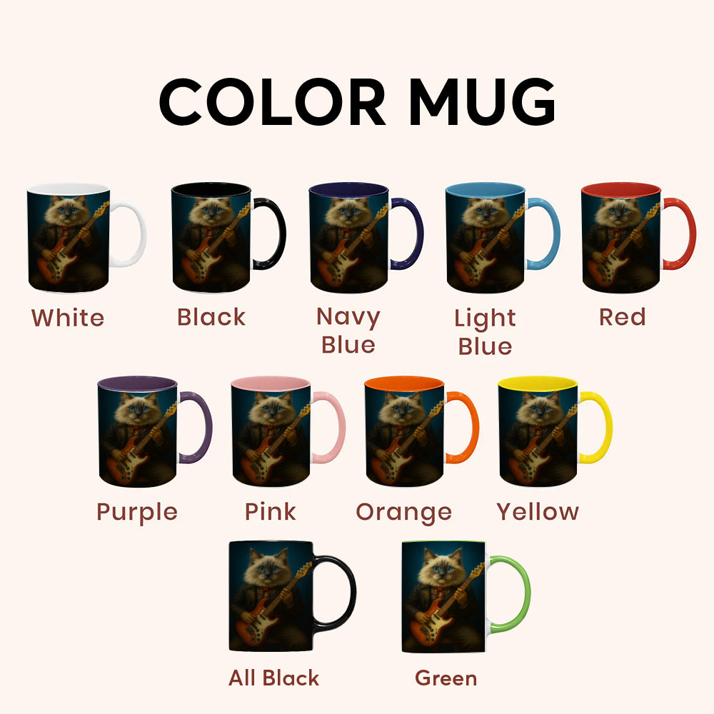 Custom Photo Cat Rock n Roll Mug Gift For Cat Lovers