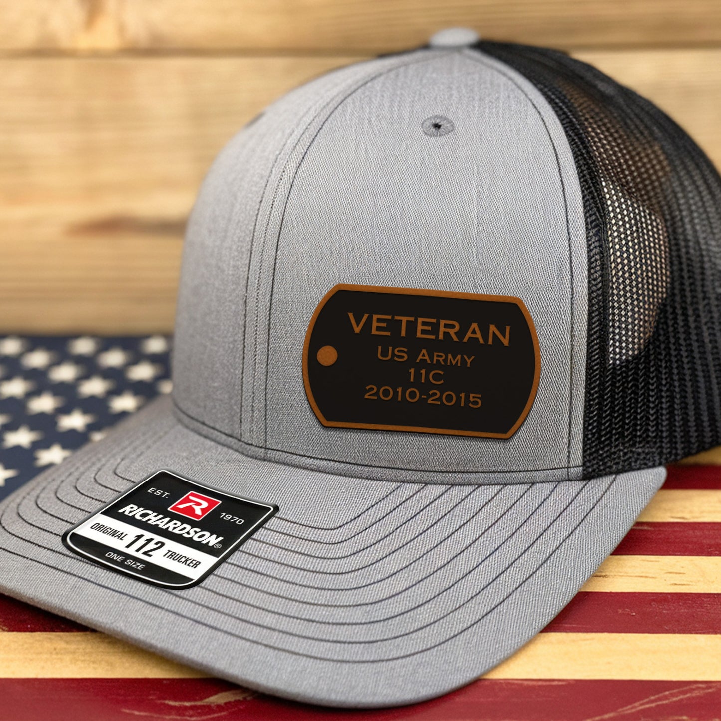 Personalized Military Service Dog Tag Trucker Hat, Veteran Trucker Hat, Gift for Army