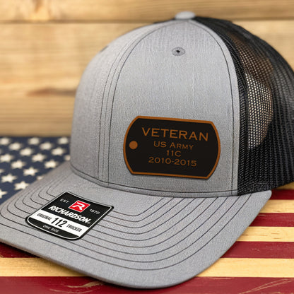 Personalized Military Service Dog Tag Trucker Hat, Veteran Trucker Hat, Gift for Army