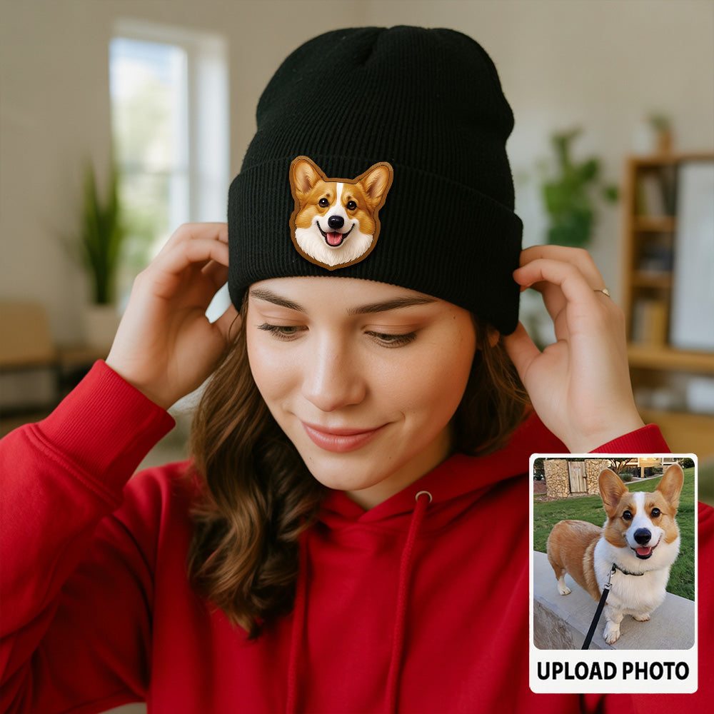 Personalized Dog Face Beanie – Custom Pet Photo Winter Hat, Perfect Cozy Gift for Dog Owners TH99B18