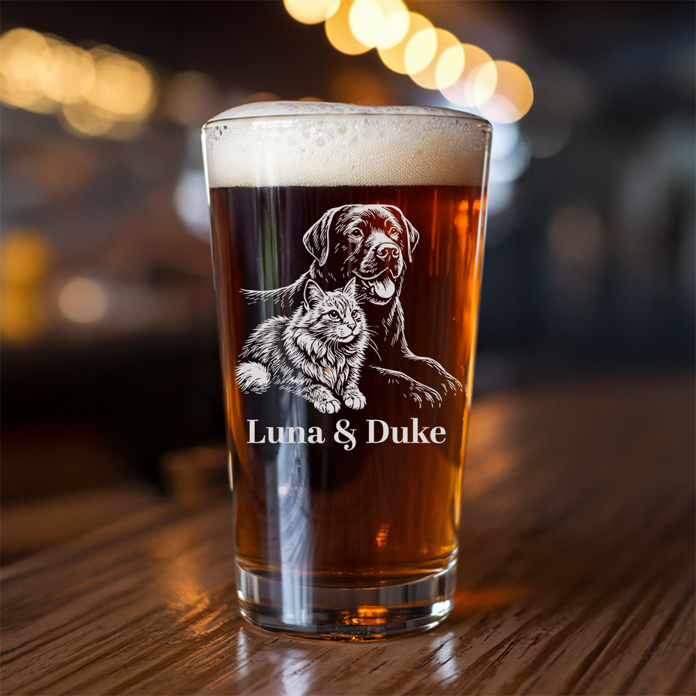 Custom Photo Dog Beer Glasses Using Pet Photo | Custom Pet Pint Glasses | Personalized Dog Beer Glass TNNGL25