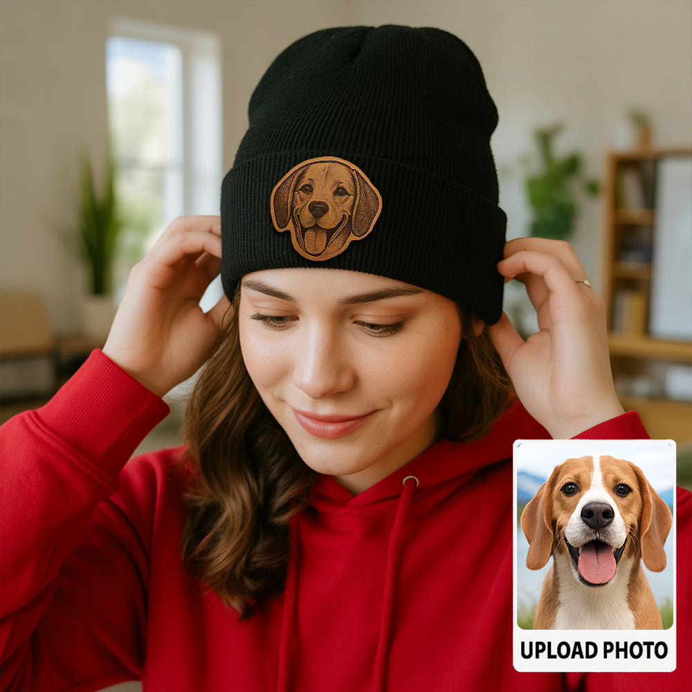Personalized Pet Photo Beanie – Custom Dog Face Winter Hat, Cozy Knit Beanie for Pet Owners TH99B12