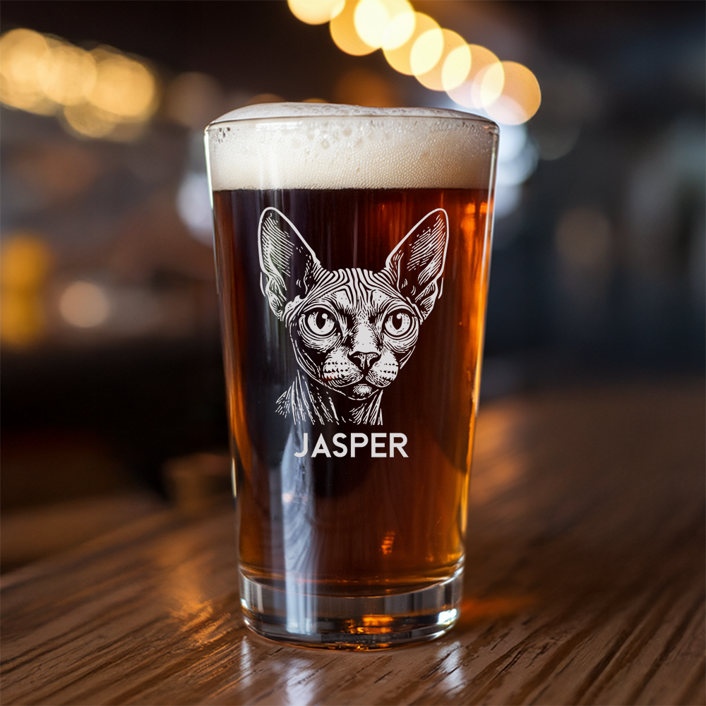 Custom Photo Cat Beer Glasses | Custom Pint Glass with Your Cat's Photo | Personalized Gift for Pet Owners TNNGL23