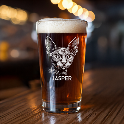 Custom Photo Cat Beer Glasses | Custom Pint Glass with Your Cat's Photo | Personalized Gift for Pet Owners TNNGL23