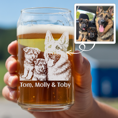 Custom Photo Pet Memorial Beer Glasses | Personalized Pet Photo Beer Can Glasses | Gift For Pet Lover TNNGL32