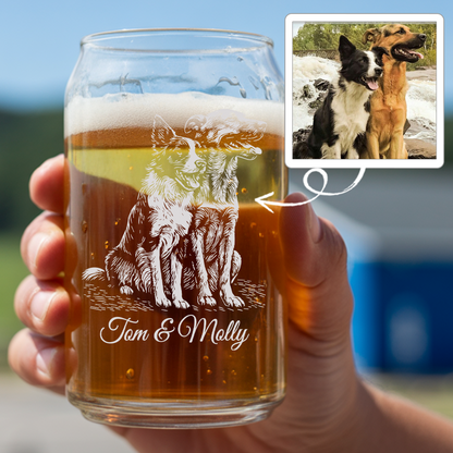 Custom Photo Pet Beer Glasses | Personalized Pet Beer Can Glasses | Gift For Pet Lover TNNGL33