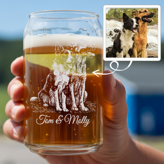 Custom Photo Pet Beer Glasses | Personalized Pet Beer Can Glasses | Gift For Pet Lover TNNGL33