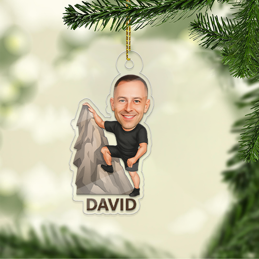 Custom Photo Climbing Acrylic Ornament, Mountain Climbing Christmas Ornament, Climber Christmas Ornament, Gift for Climbers