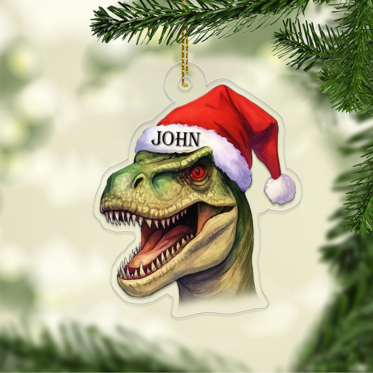 Custom Name Dinosaur Santa Xmas