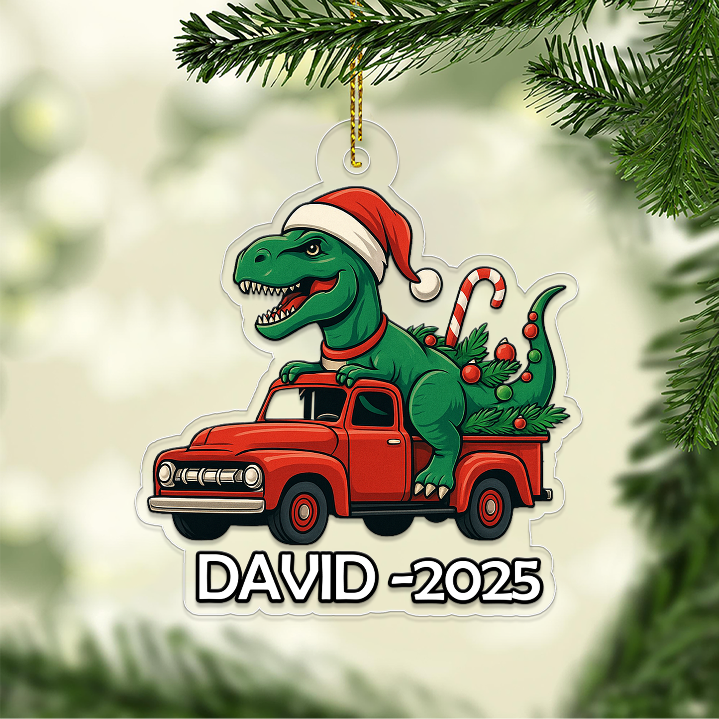Custom Name Truck Boys Dinosaur Xmas