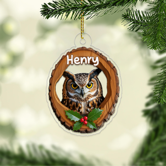 Custom Name Owl Ornament for Animal Lovers Gift
