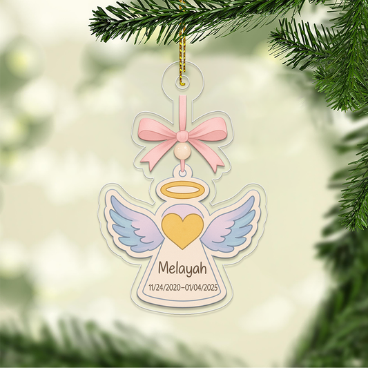 Personalized Angel Wing Ornament, Custom Name Christmas Ornament, Baptism Gift, Memorial Ornament, Christmas Home Decor, Xmas Gift