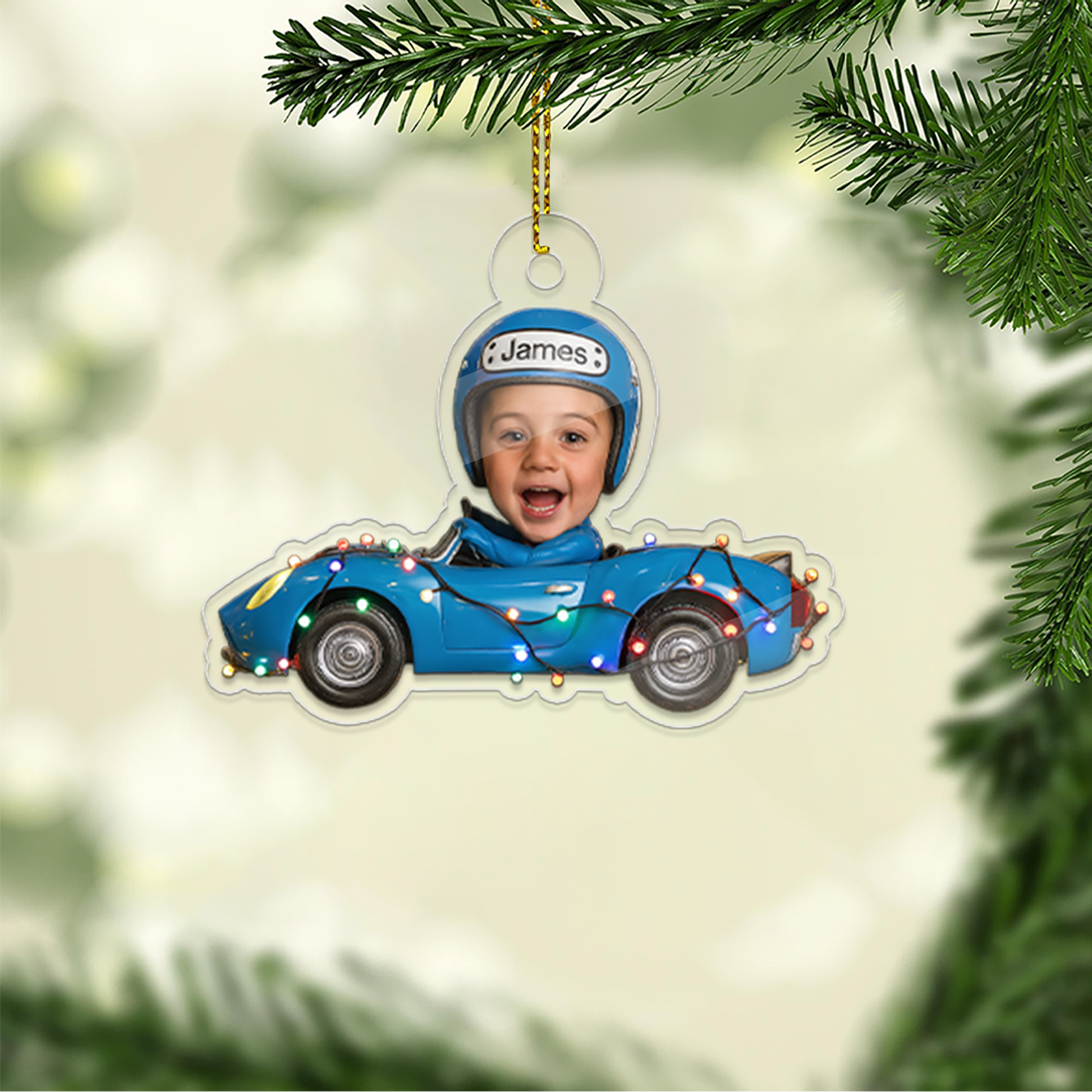 Custom Photo Drive Car Acrylic Ornament, Funny Christmas Ornament, Custom Face Picture Ornament, Christmas Tree Decor