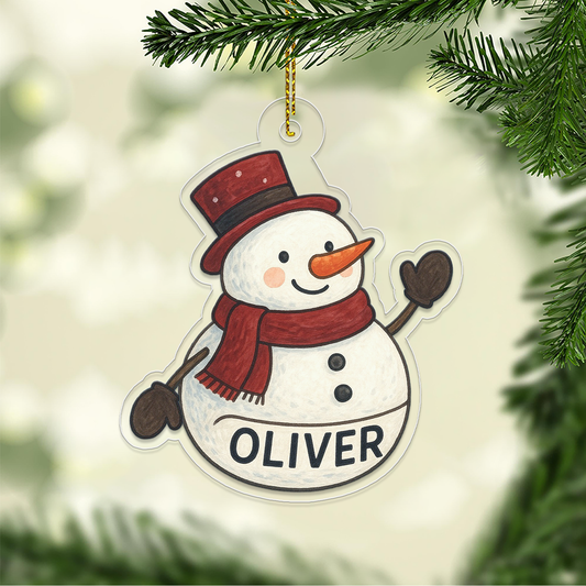 Personalized Snowman Ornament, Holiday Snowman Ornament, Snowman Decor, Gift for Family and Kids, Personalized Family Christmas Ornament