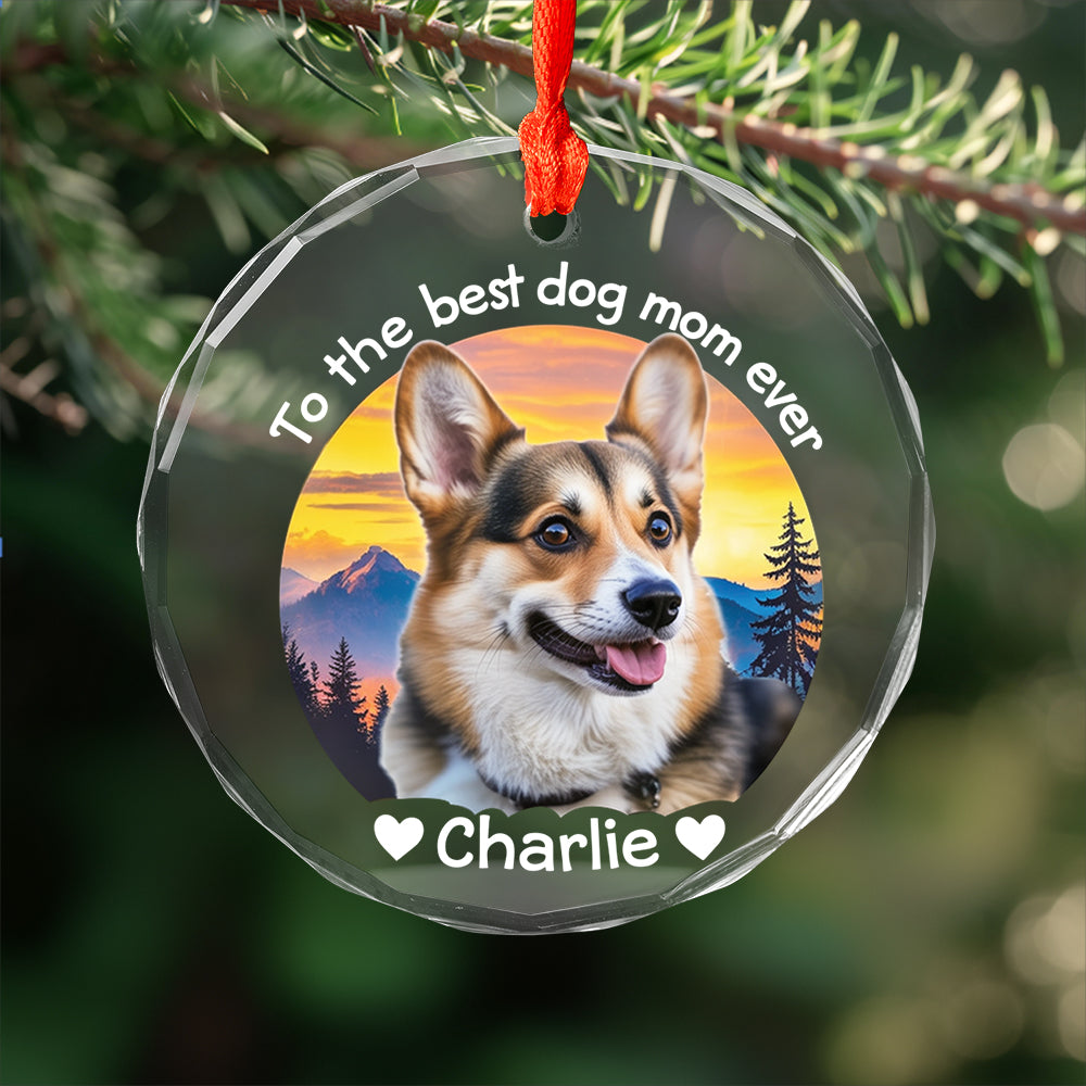 Custom Photo To the Best Pet Parent Ever – Round Glass Ornament