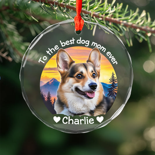 Custom Photo To the Best Pet Parent Ever – Round Glass Ornament
