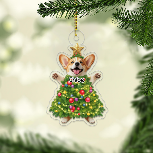 Custom Photo And Name Dog Xmas Tree