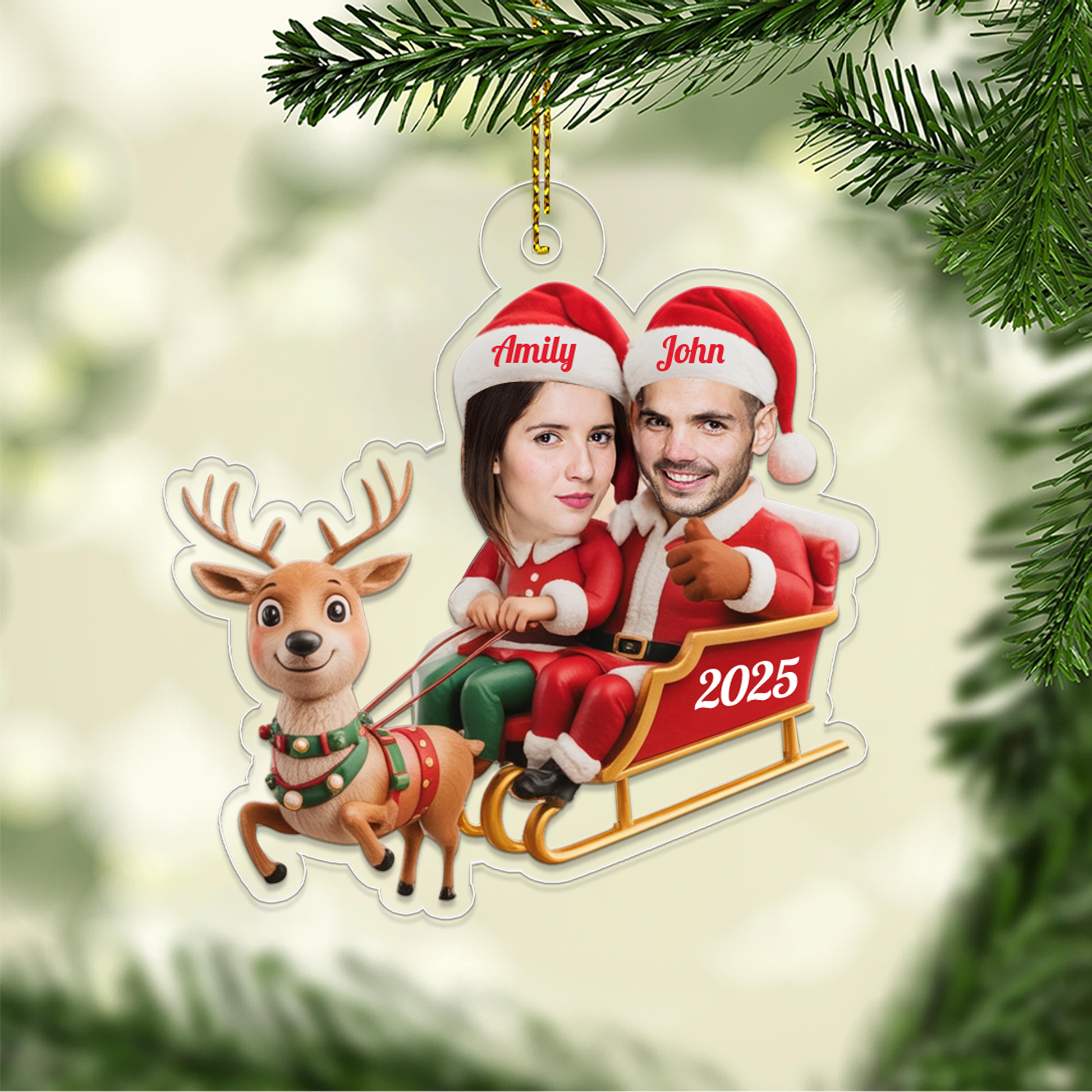 Custom Photo Couple Reindeer