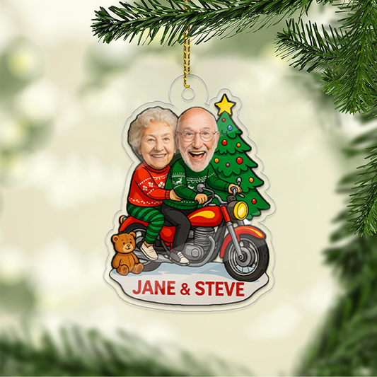 Personalized Couple Photo With Motobike Ornament, Custom Photo Together Since Christmas Ornament, Photo Gift For Anniversary